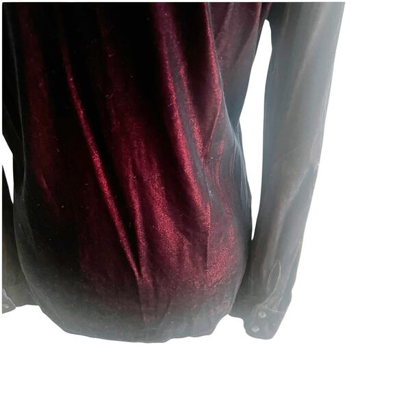 Express World Brand Y2K Velvet Button Down Two Tone Red Blue Size Large - Picture 7 of 16